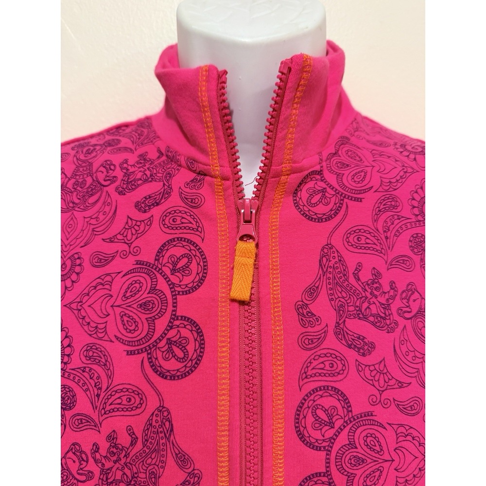 Y2K Disney Parks Women Jacket M Pink Paisley Embroidered Zip Boho Festival - Picture 7 of 11